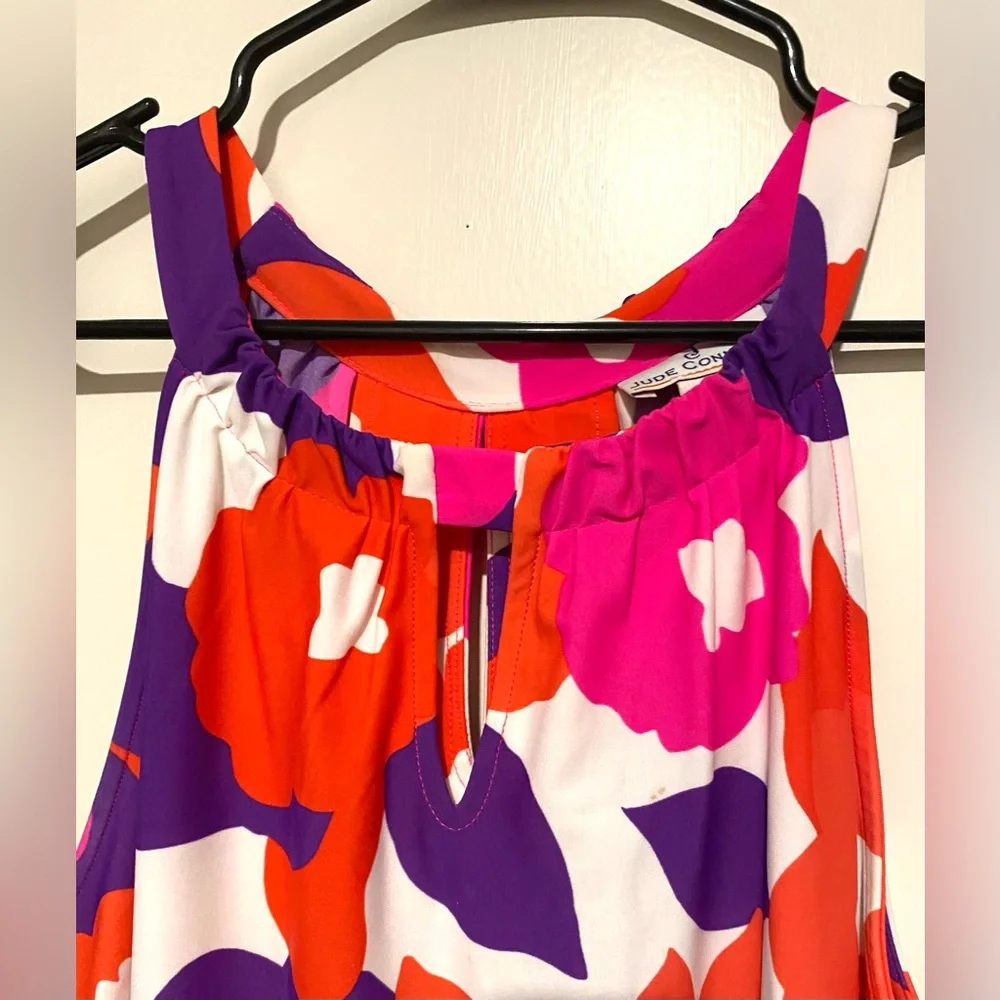 Jude Connally Bold Floral Dress in Orange, Fuchsia & Purple L - Picture 3 of 6